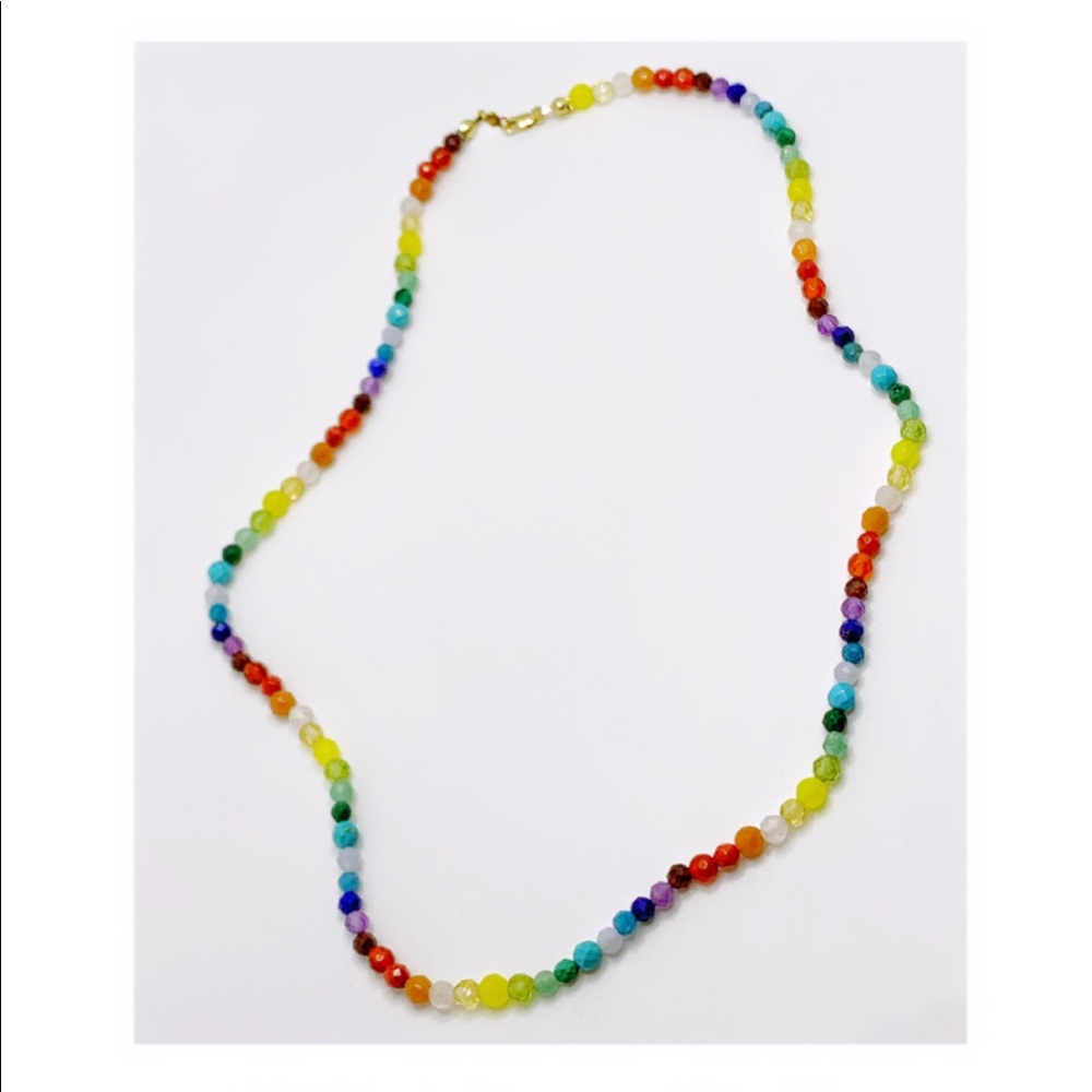 Solid 14k Rainbow Chakra Necklace or Choker